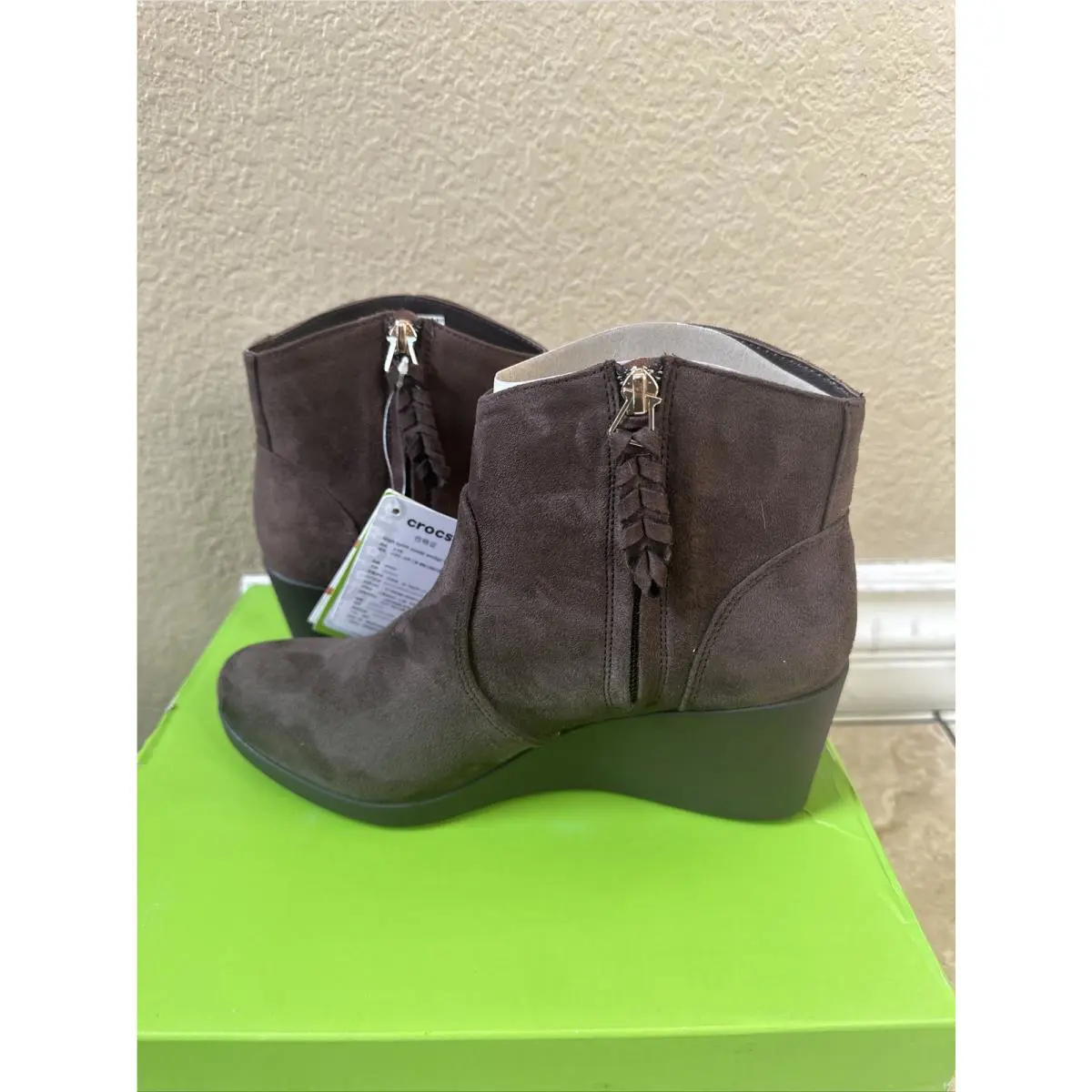 Crocs shoes - Crocs Leigh Suede Wedge Bootie - Brown (UPC: 887350803150) 10