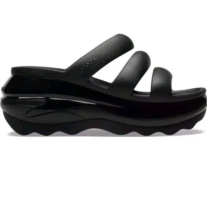 Mega Crush Triple Strap Sandal - Black Womans Size 8 by Crocs