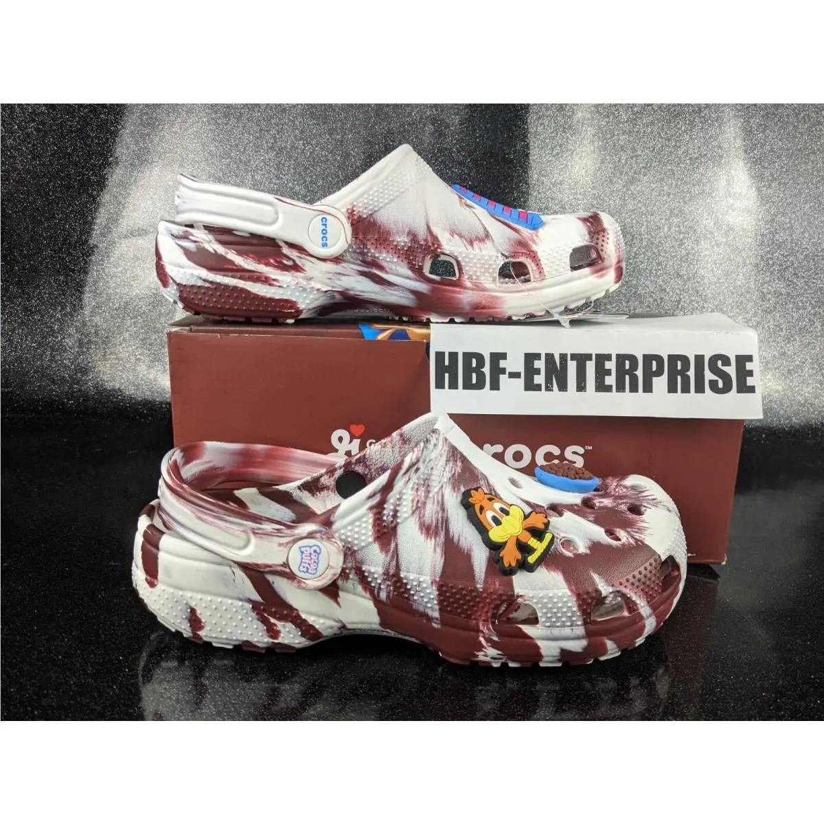 Crocs x Cocoa Puffs Cereal Classic White Swirl Size J6 = Women`s Size 8