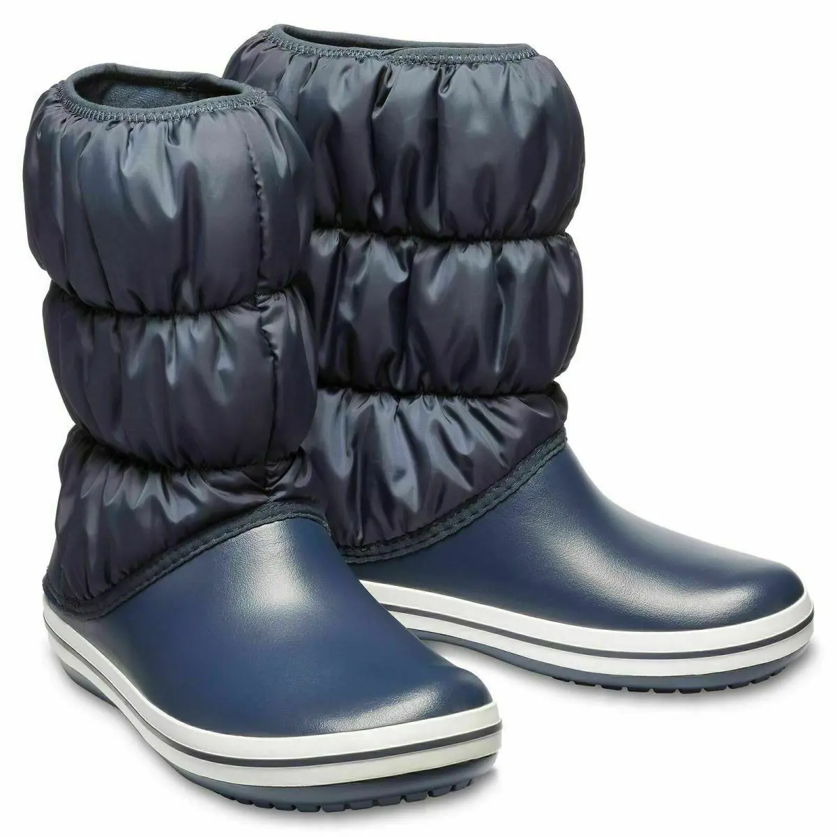 Crocs Winter Puff Boot - Winter Nylon Shaft Boots Navy/white Women Size 7