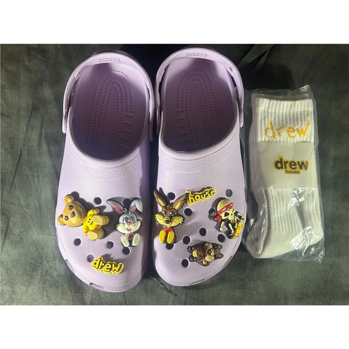 Crocs Classic Clog Justin Bieber Dew House Lavender with Socks Size 13