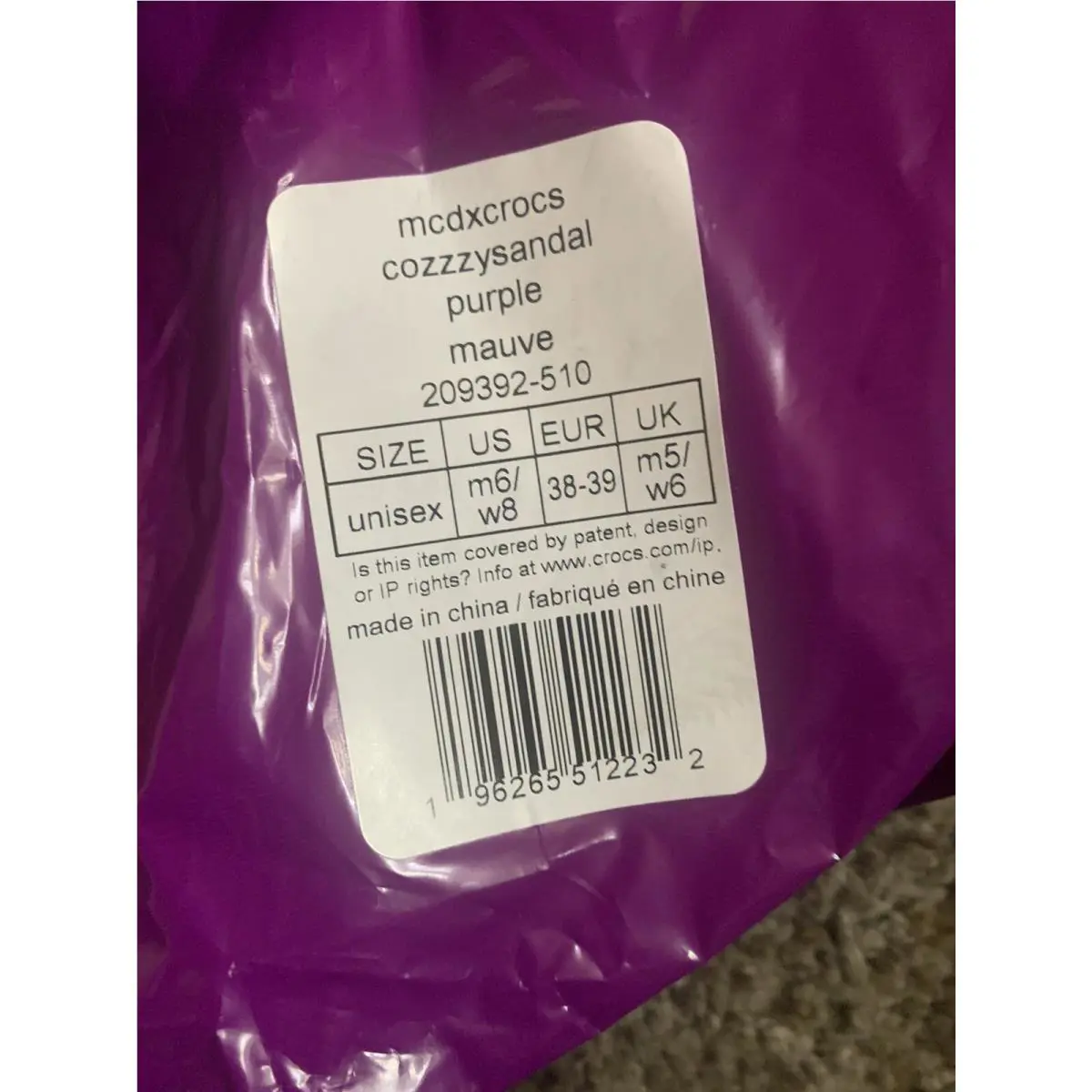 Crocs shoes - CROCS GRIMACE COZZZY - GRIMACE COZZZY - Purple (UPC: 0196265512232) 0
