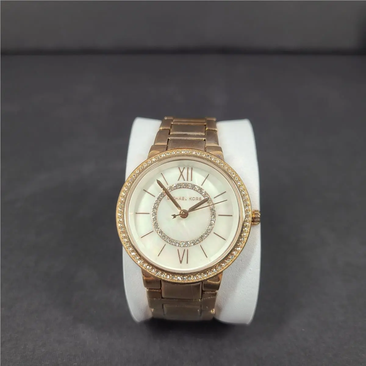 Michael Kors MK3961 Rose Gold Tone Stainless Mop Dial Crystal Watch