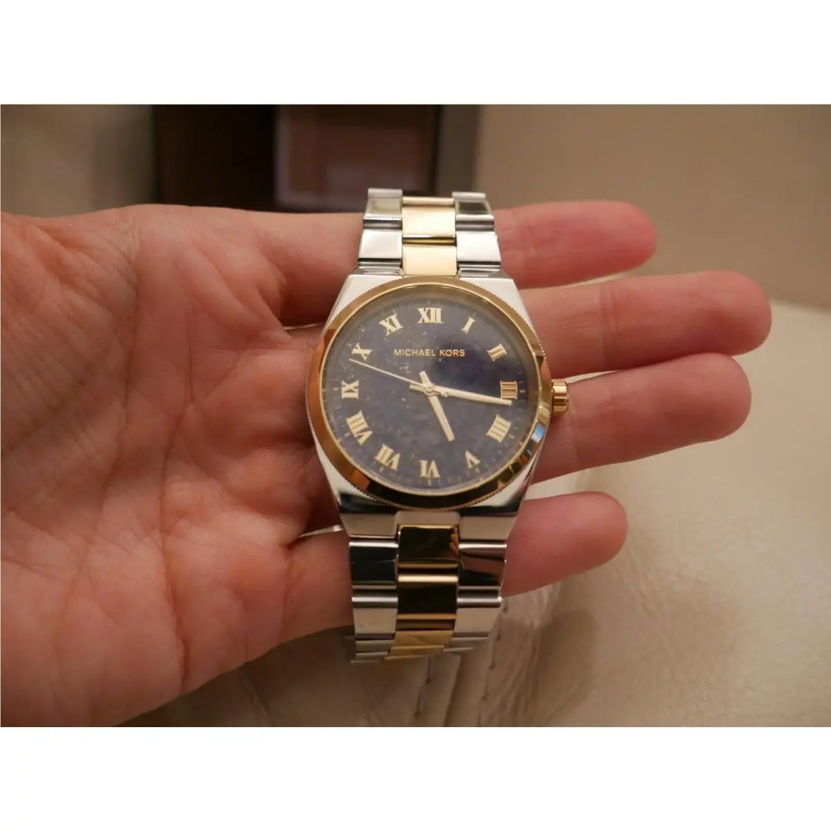 Men`s Women`s Michael Kores Two Tone Stainless Steel Blue Face Watch MK5893 by Michael Kors