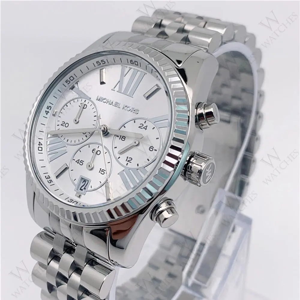 Michael Kors MK5555 Lexington Silver Chronograph Stainless Steel Ladies Watch