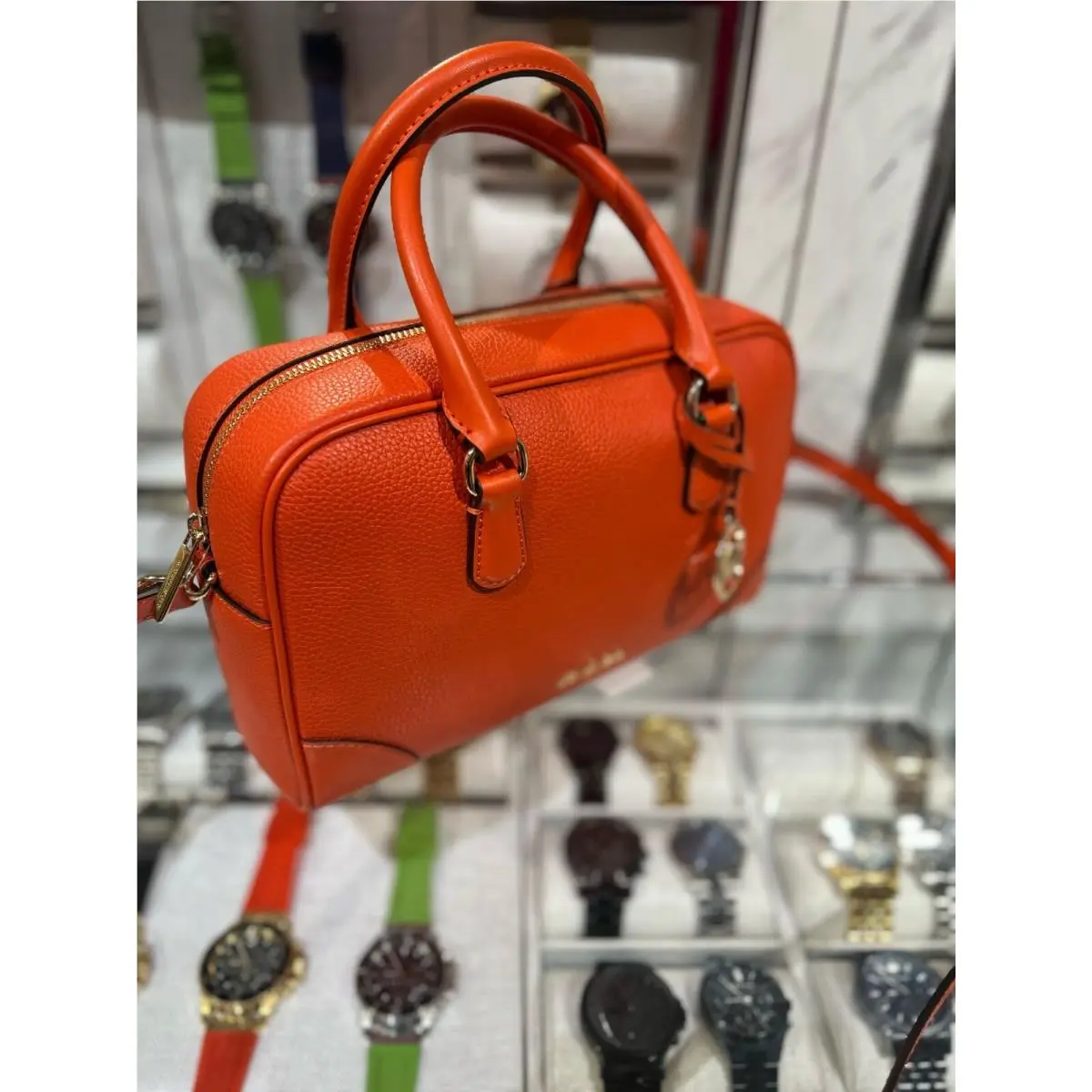 Michael Kors Thompson Medium Red Clay Leather Purse Satchel Bag Handbag Shoulder