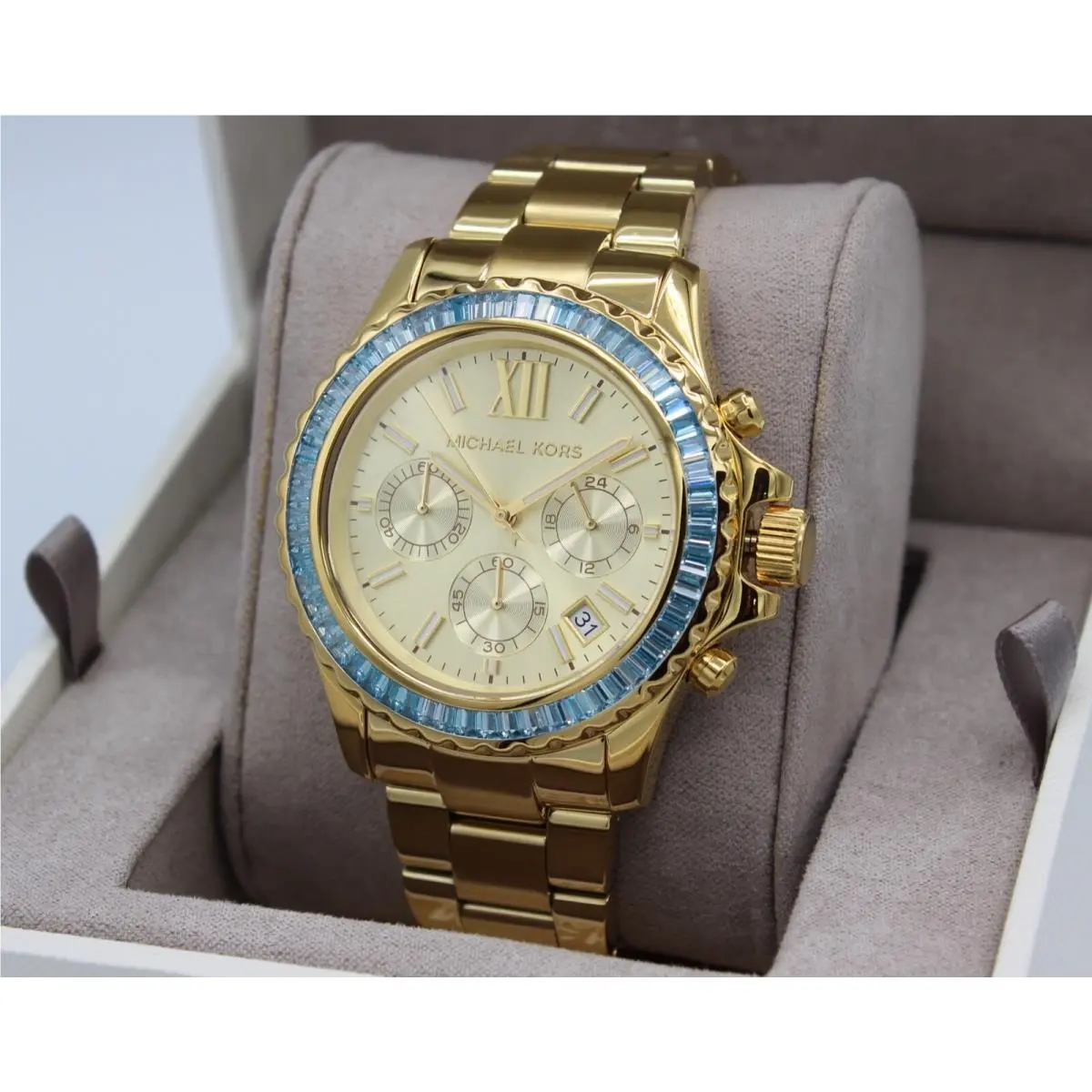 Michael Kors Everest Chronograph Gold Crystals Womens MK7210 Watch