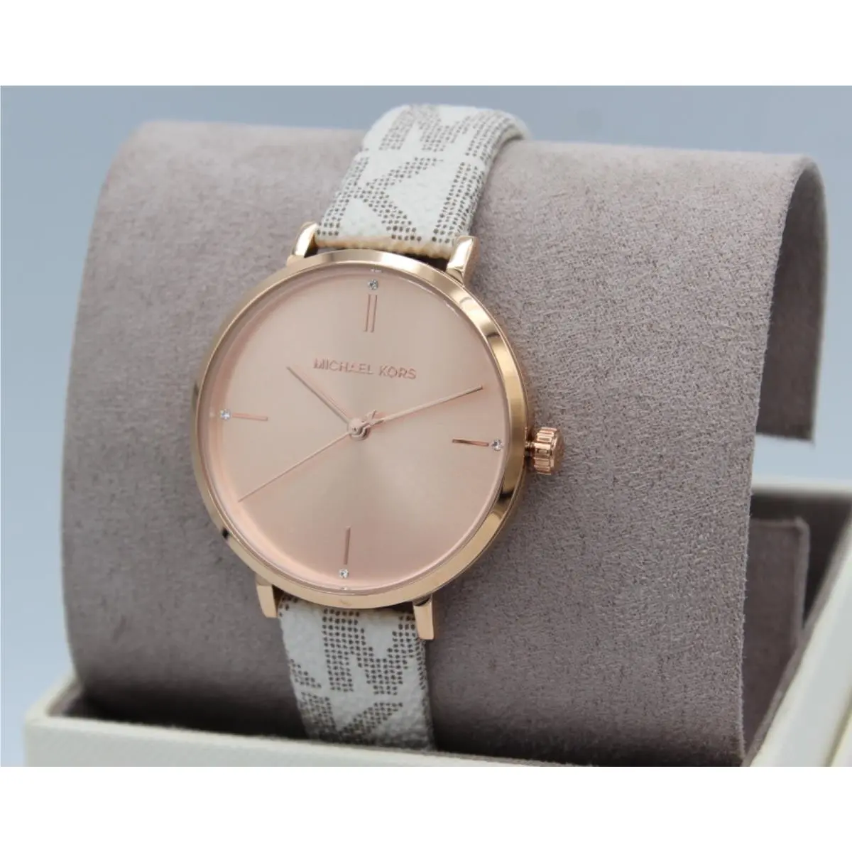 Michael Kors Jayne Vanilla White Rose Gold Pvc Womens MK7128 Watch