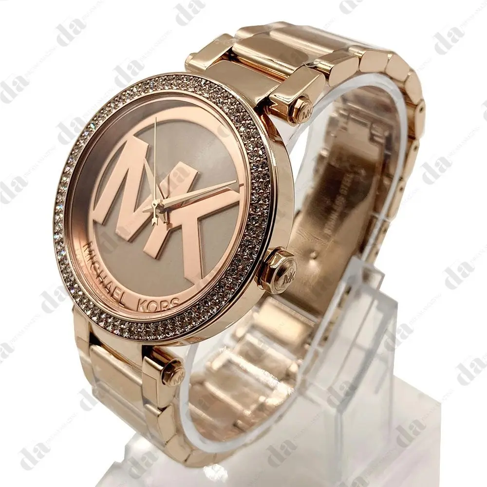 Michael Kors MK5865 Women`s Parker Rose Gold-tone MK Logo Dial Watch