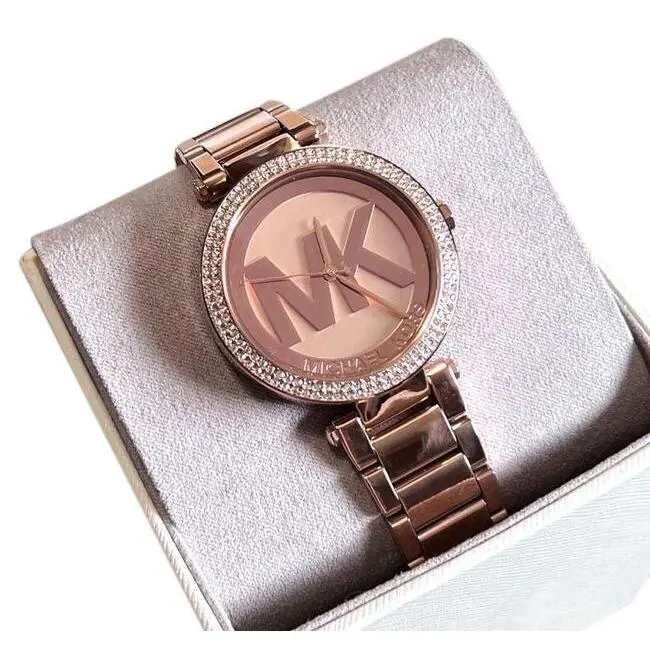 Michael Kors MK5865 Women`s Parker Rose Gold-tone MK Logo Dial Watch
