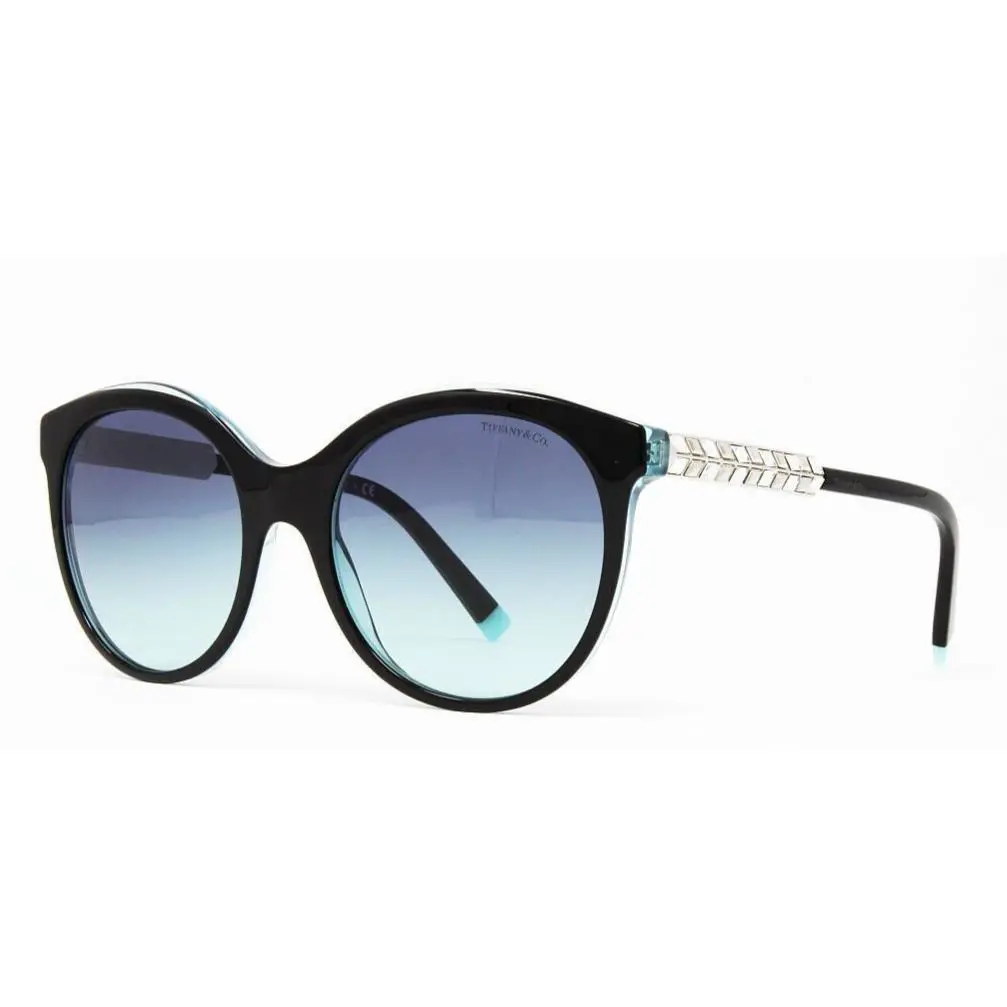 Tiffany Sunglasses Women`s TF4175B 82859S Black on Crystal Tiffany Blue 55mm