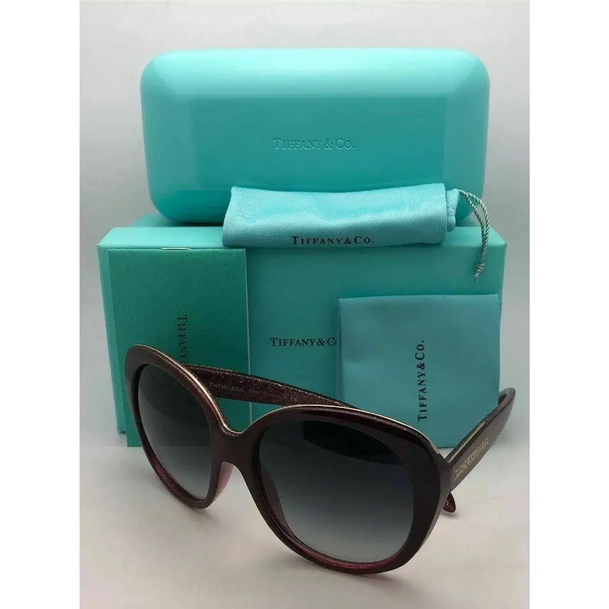 Tiffany Co. Sunglasses TF 4115 8205/3C Burgundy Gold Frame w/ Grey Fade
