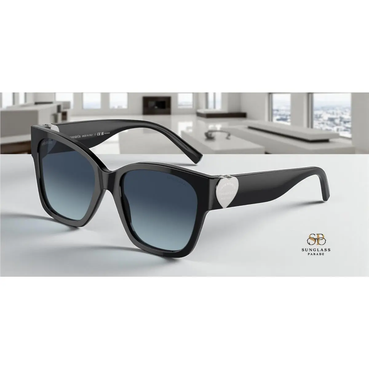 Tiffany TF4216 83944U Black Azure Grad Dk Blue Polarized 54 m Women`s Sunglasses by Tiffany & Co.