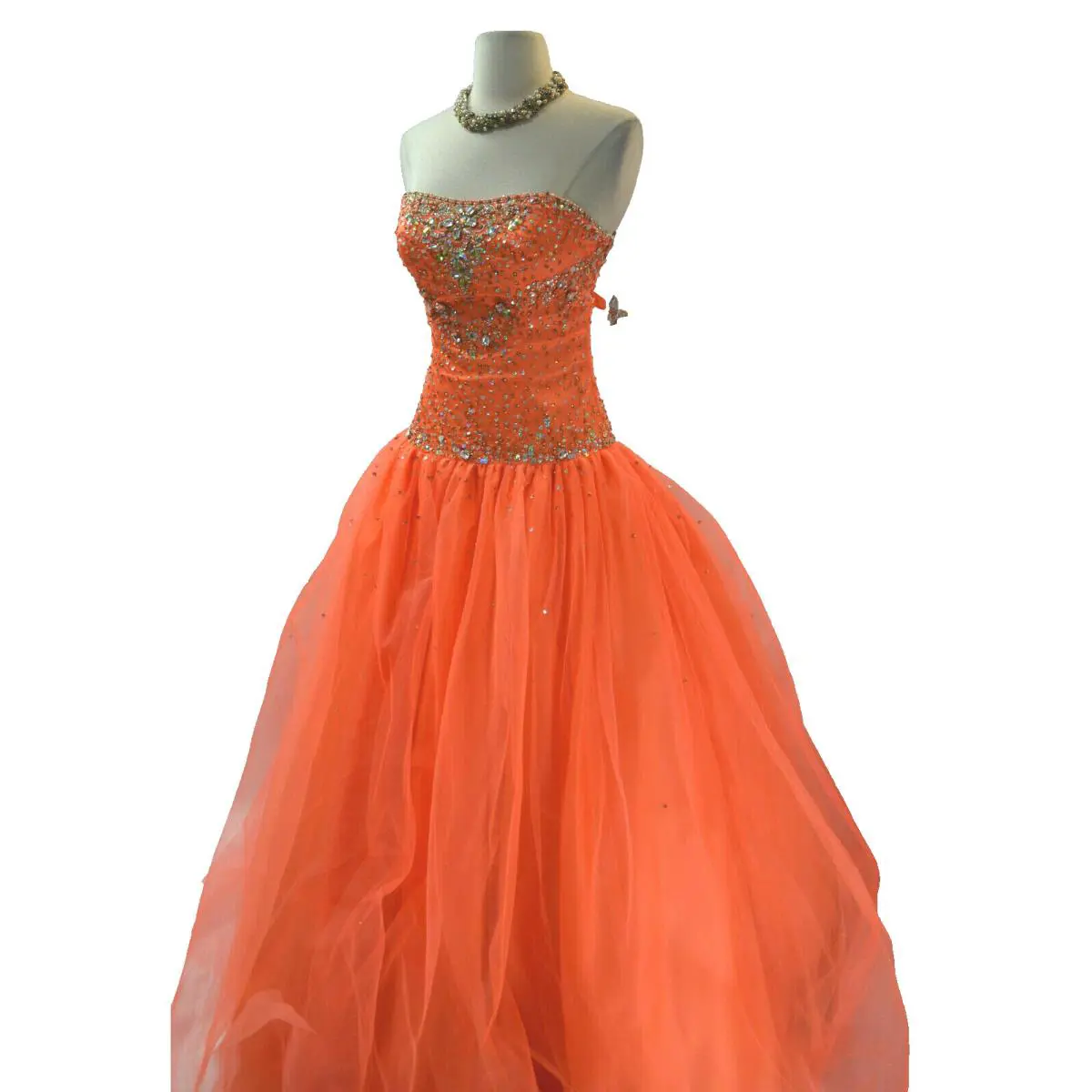 Tiffany Authetic Pageant Prom Bead Formal Evening Dress Strapless Gown Tulle 6 S