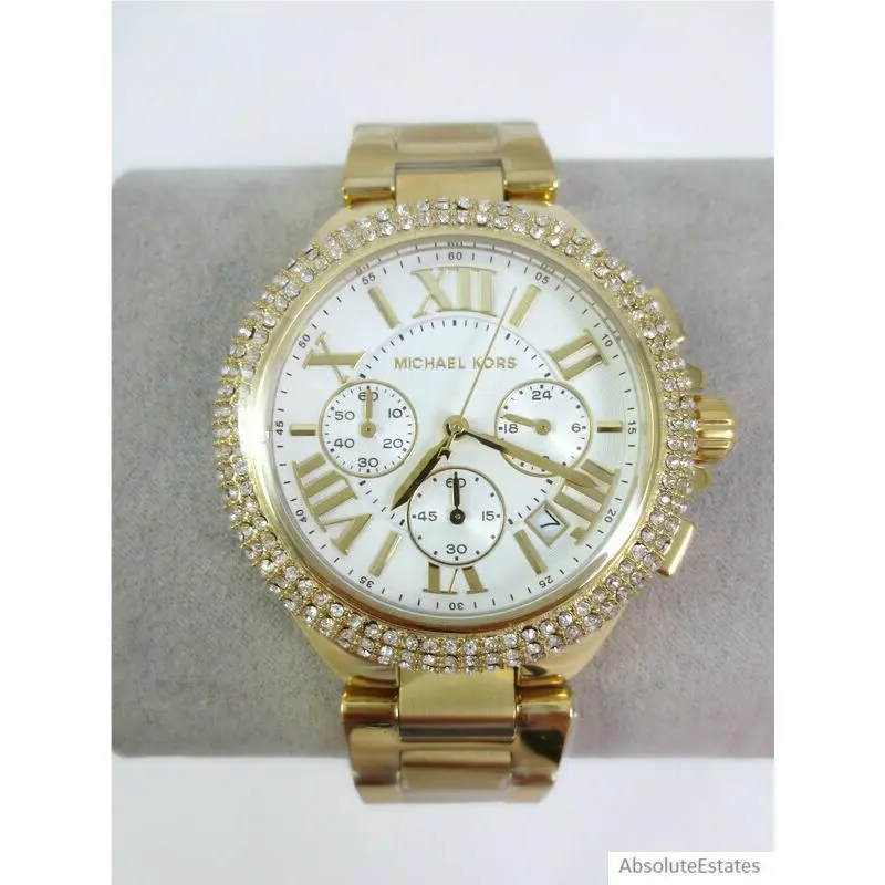 Michael Kors Camille Gold Pave Glitz Ladies Chronograph Watch MK6994 Nwot
