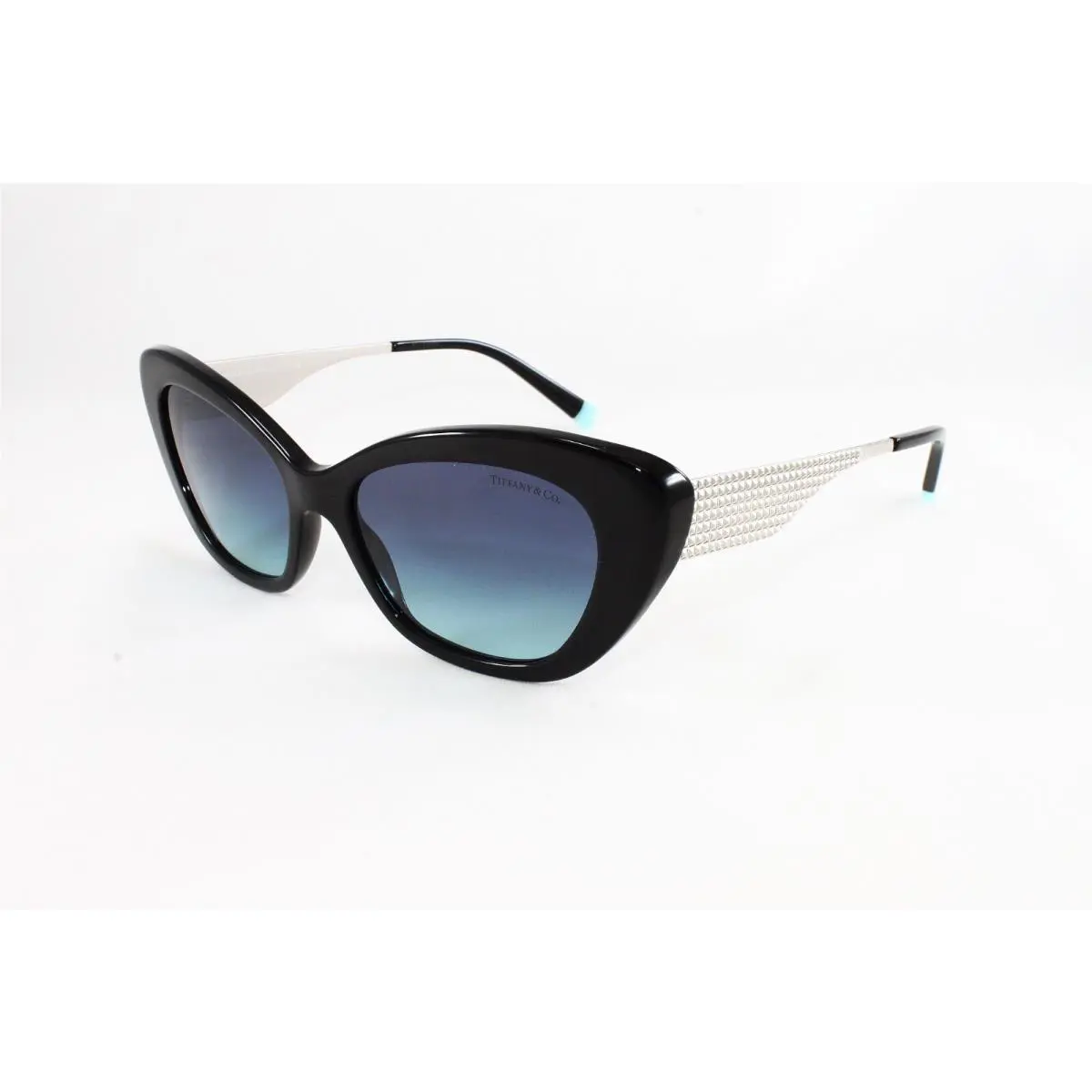 Tiffany Sunglasses Women`s Cat-eye TF4158 80019S Black 54mm Blue Gradient Lens
