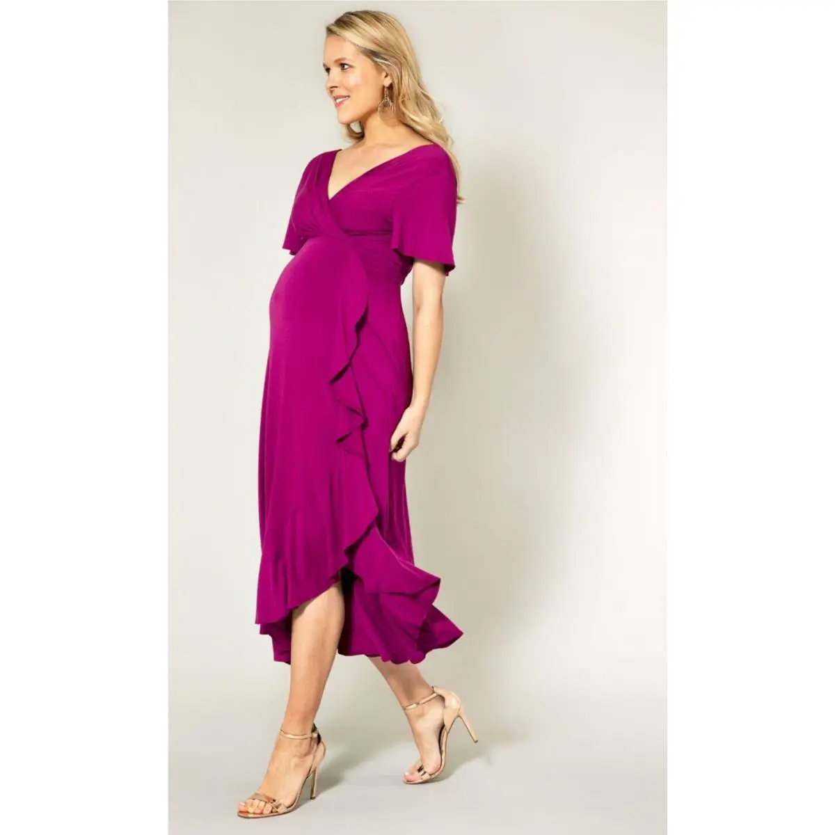 Tiffany Rose Maternity Waterfall Midi Dress Orchid Pink Size 6 / US 14-16