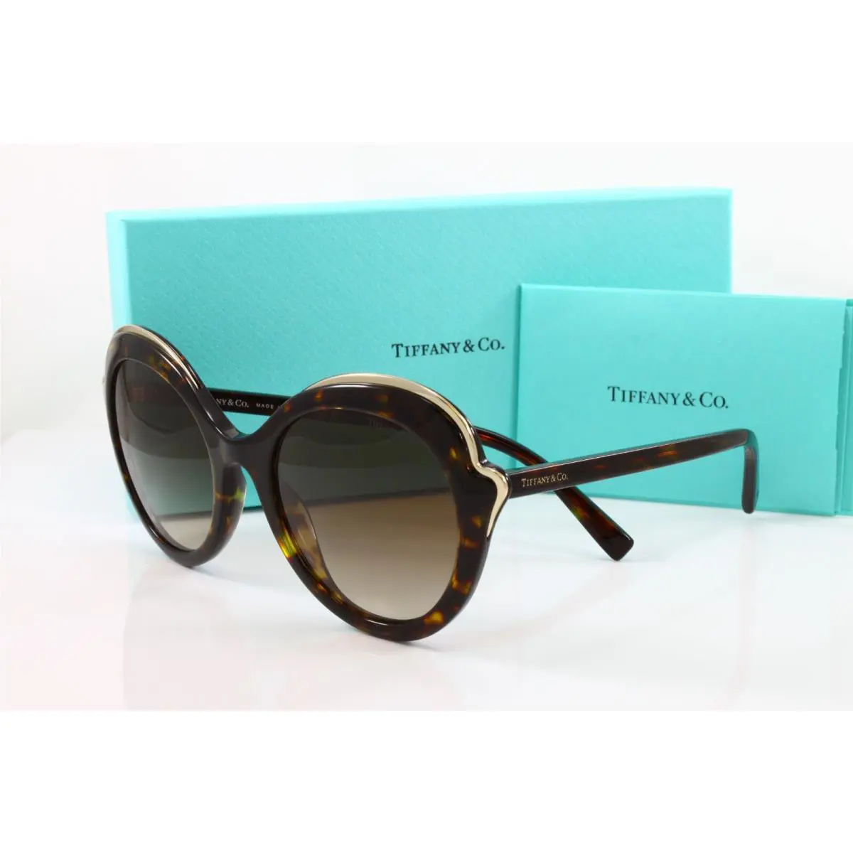 Tiffany Sunglasses Women`s Round TF4155 80153B Havana 54mm Brown Lens