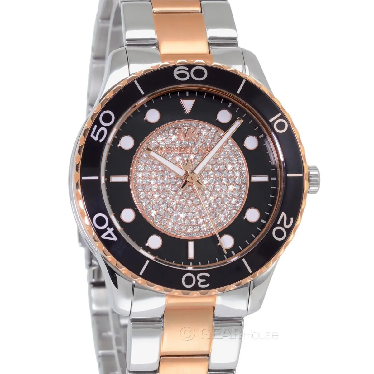 Michael Kors MK6960 Runway Watch Two Tone Stainless Steel Women Ladies Crystals