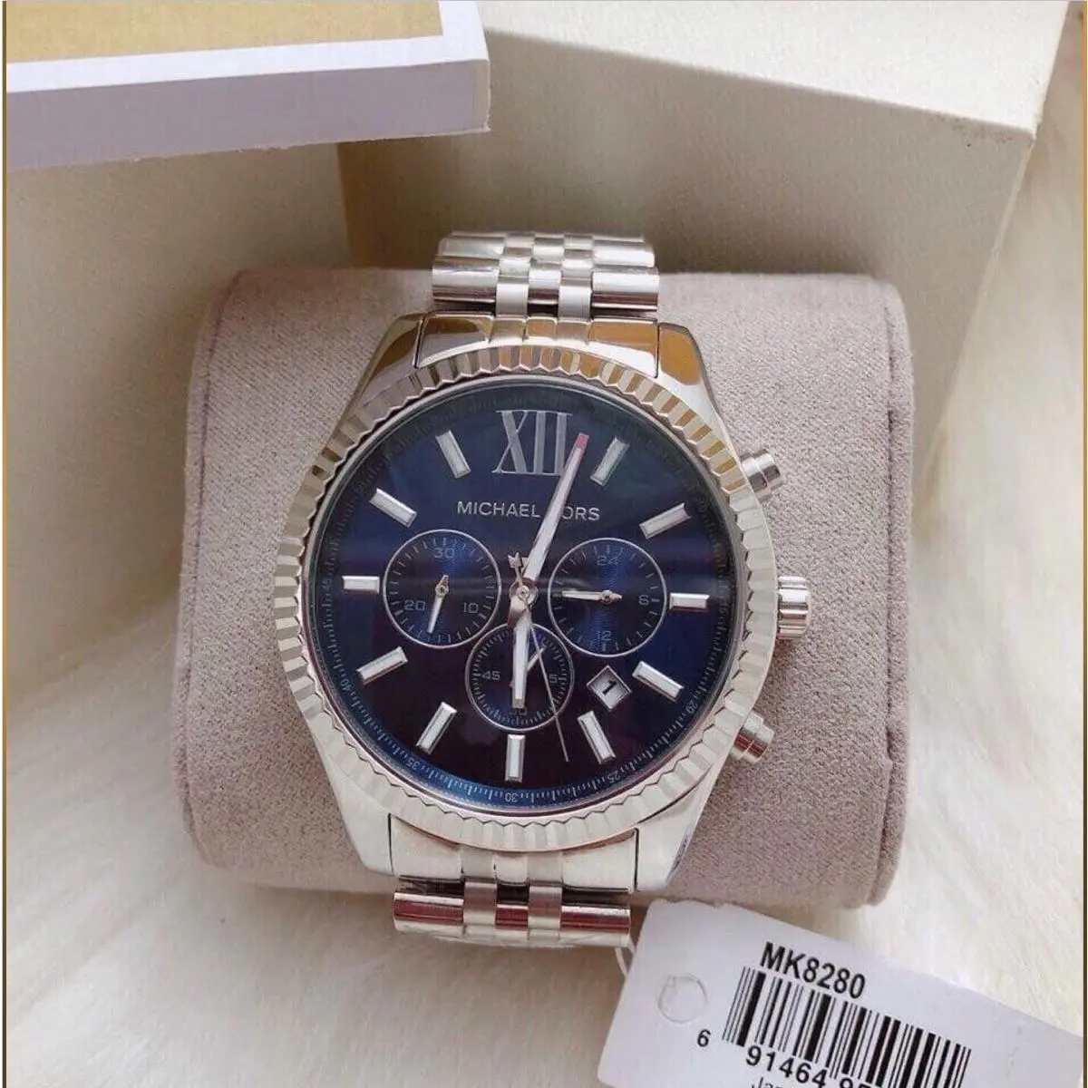 Michael Kors MK8280 Lexington Chronograph Navy Dial Stainless Steel Men`s Watch