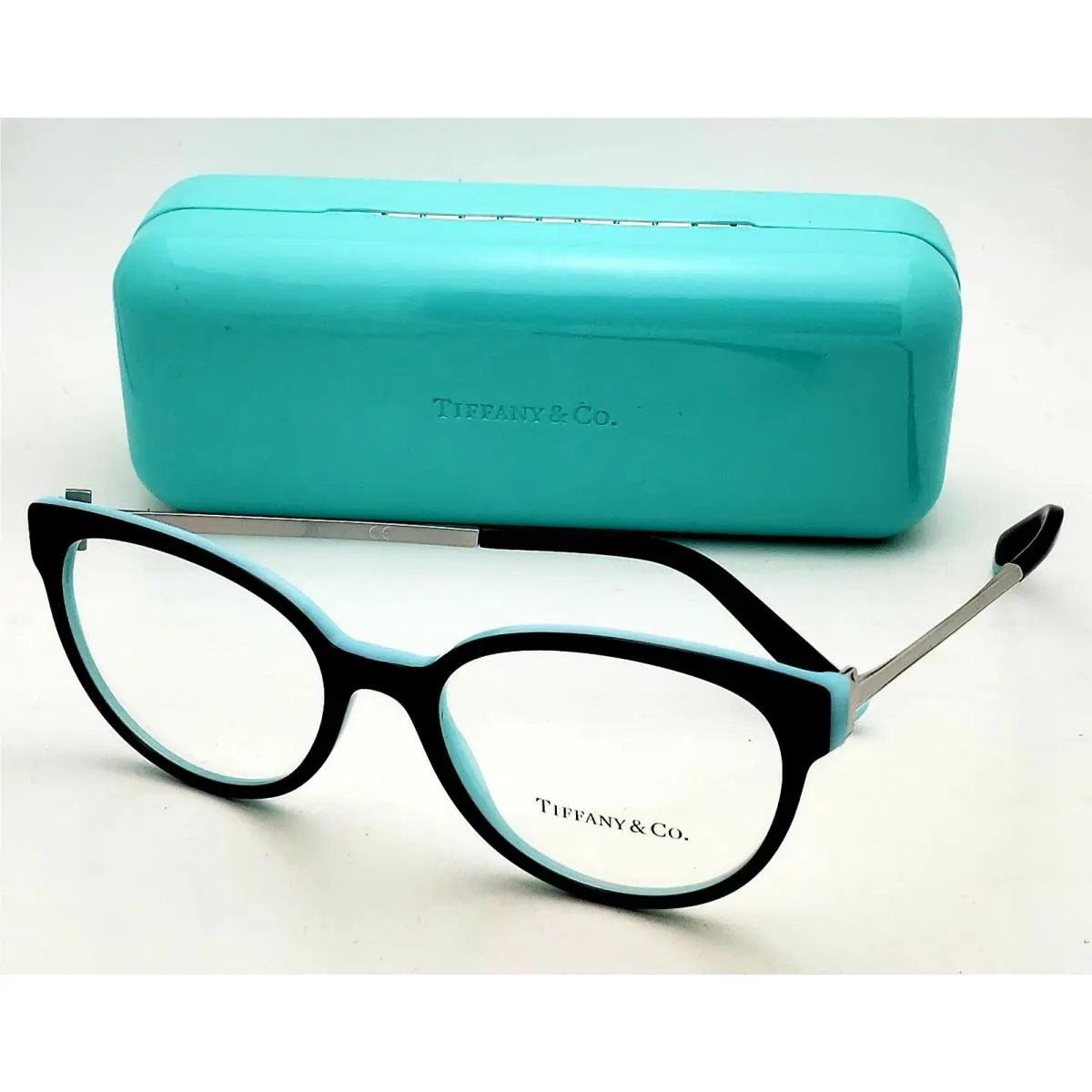 Tiffany Co Eyeglasses TF 2191 8055 53-18 140 Black Blue w/ Silver Frames