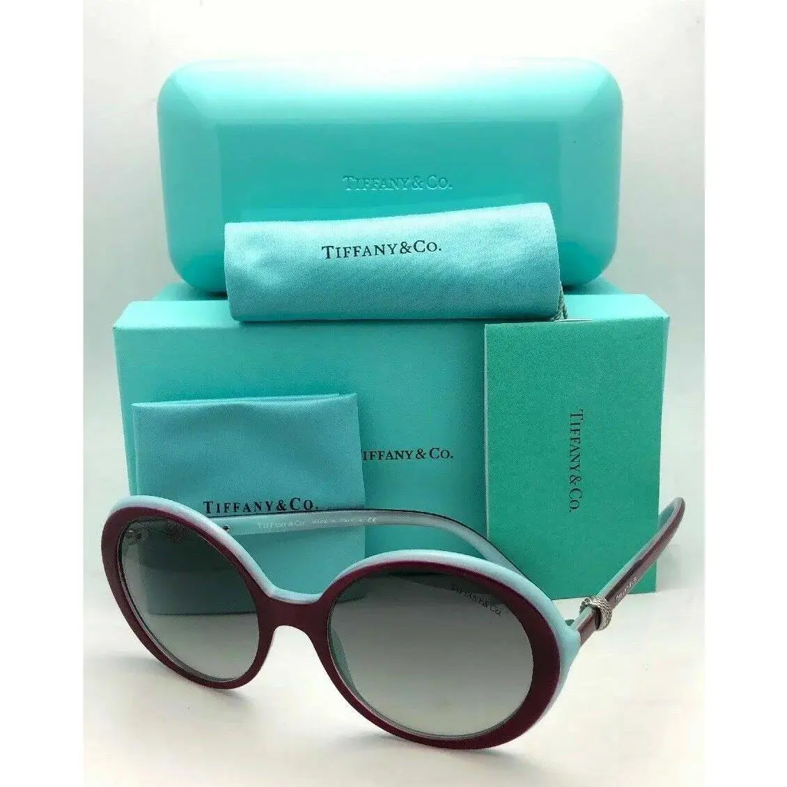 Tiffany Co. Sunglasses TF 4107 8167/3C Fuchsia on Blue Frame w/ Grey Fade