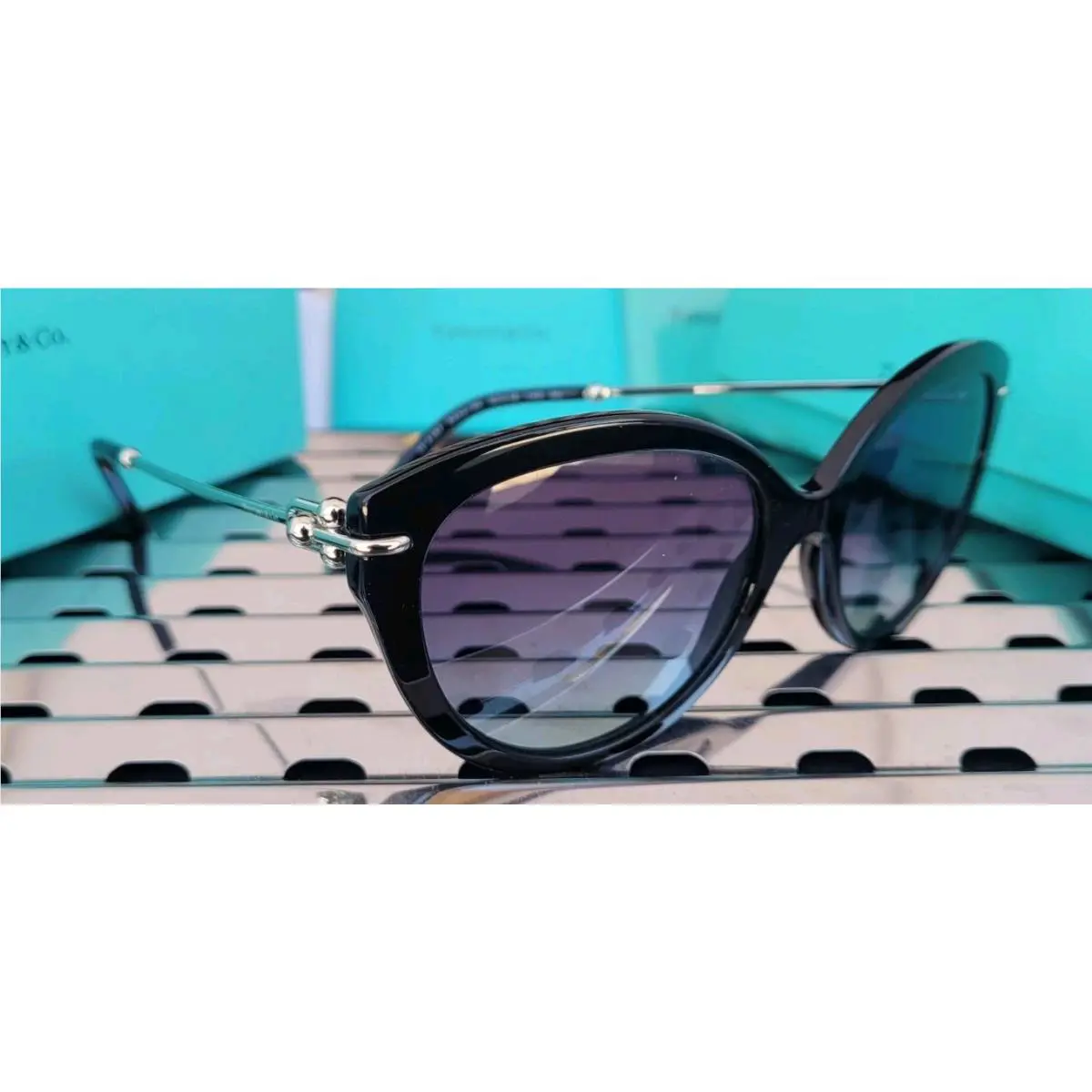 Tiffany Co. Hardwear Sunglasses TF4187 Gloss Black W/azure Gradient Blue