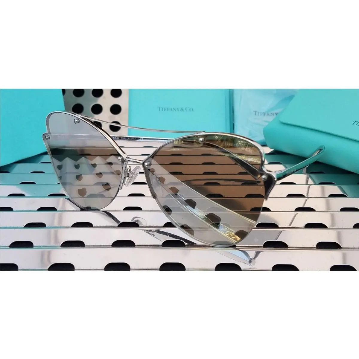 Tiffany Co. Sunglasses TF3063 6001T7 Gloss Silver w/ Silver Mirrored Lens