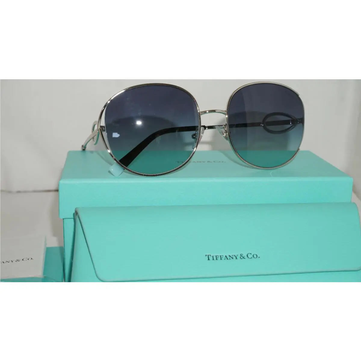 Tiffany CO Sunglasses Silver Black Grey Gradient TF3065 60479S 56 18 135