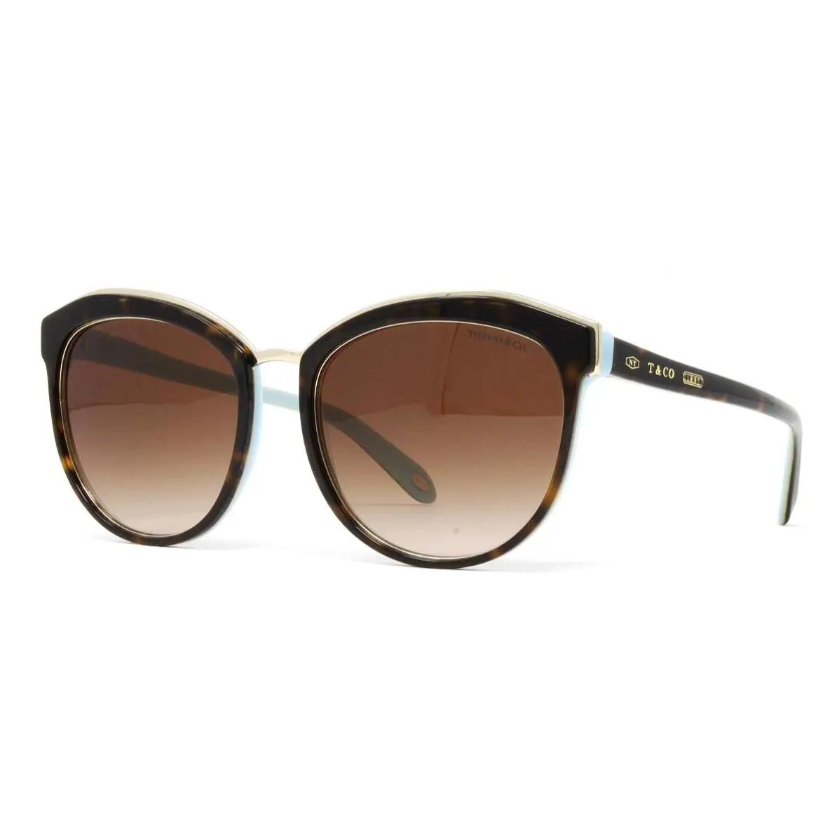 Tiffany Women`s Sunglasses Havana Blue Cat Eye 56mm Brown Lens TF4146-81343B