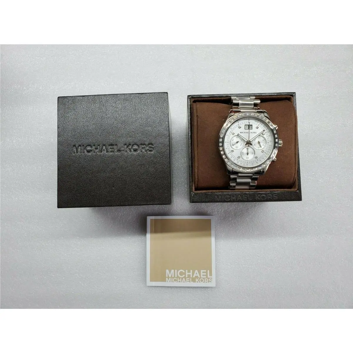 Michael Kors Brinkley Chronograph Date Stainless Steel Women`s Watch MK6186