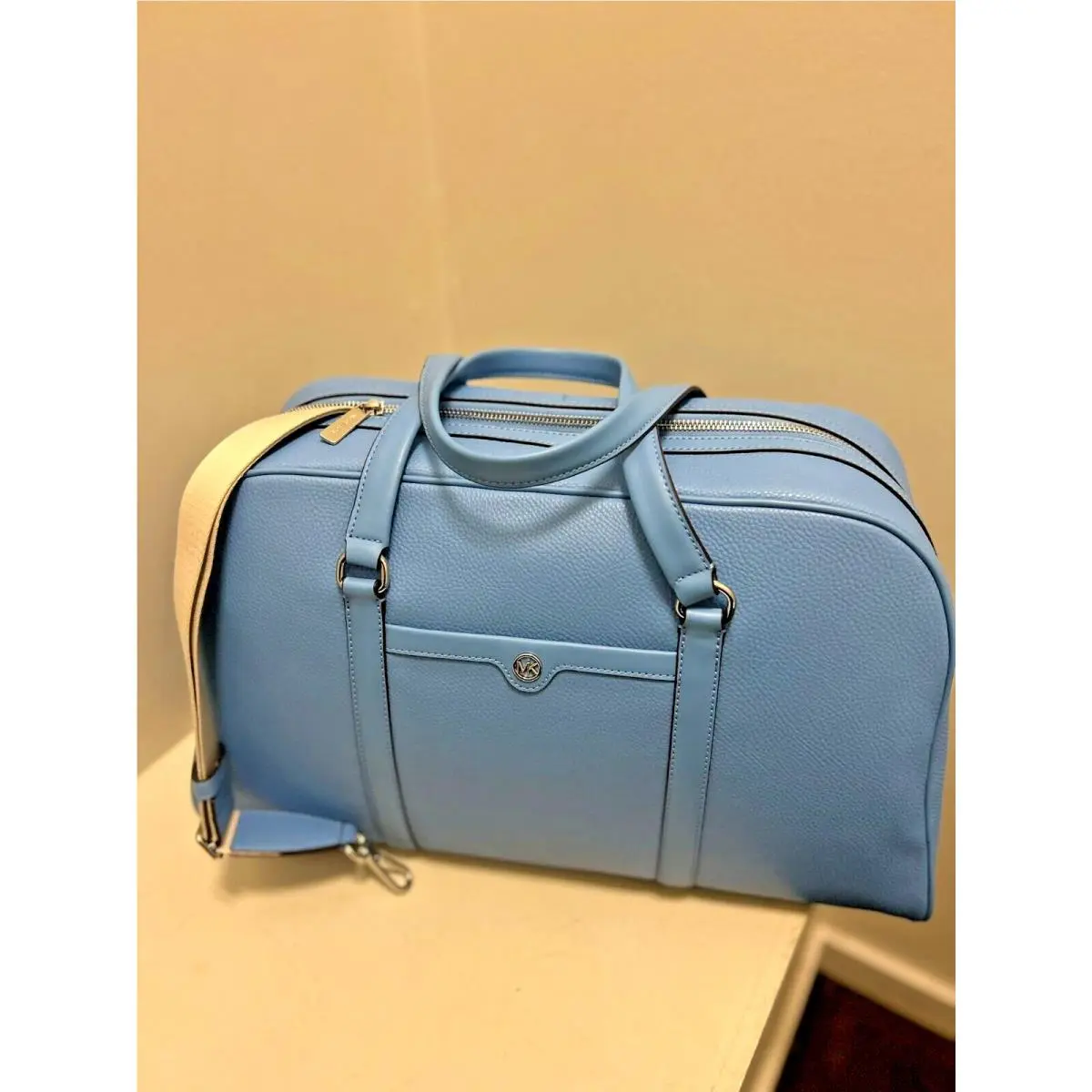 Michael Kors XL Duffle Bag Luggage Bag Blue MK Signature For Travel Trip Getaway