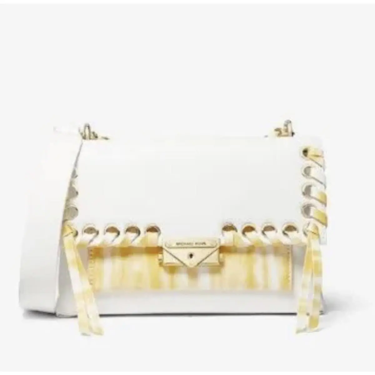 Michael Kors Cece Medium Tie Dye Leather Shoulder Bag-buttercup/white