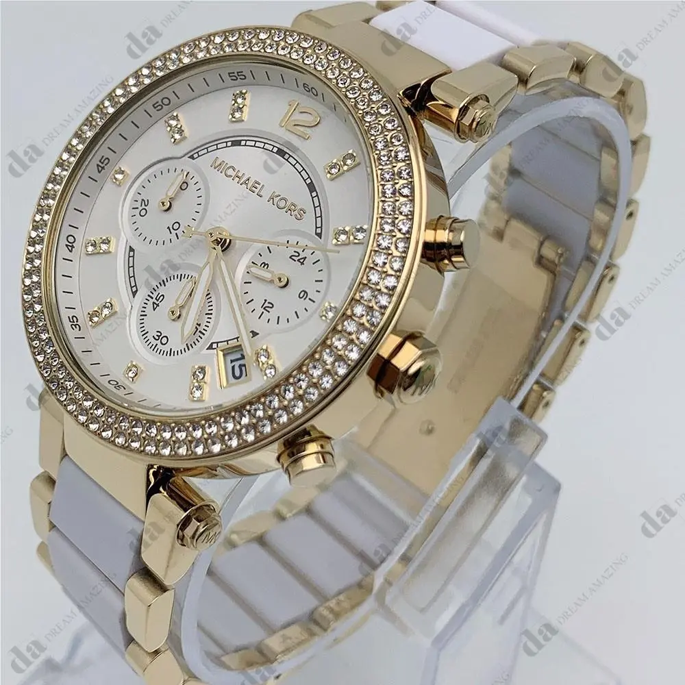 MK6119 Parker Women`s White Gold Two Tone Band Ladies Watch by Michael Kors