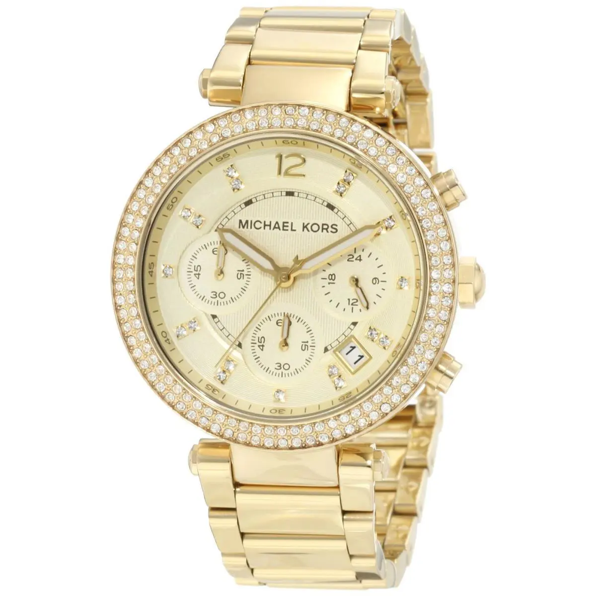 Michael Kors Parker Gold Tone S/steel Chrono Crystal Bracelet WATCH-MK5354