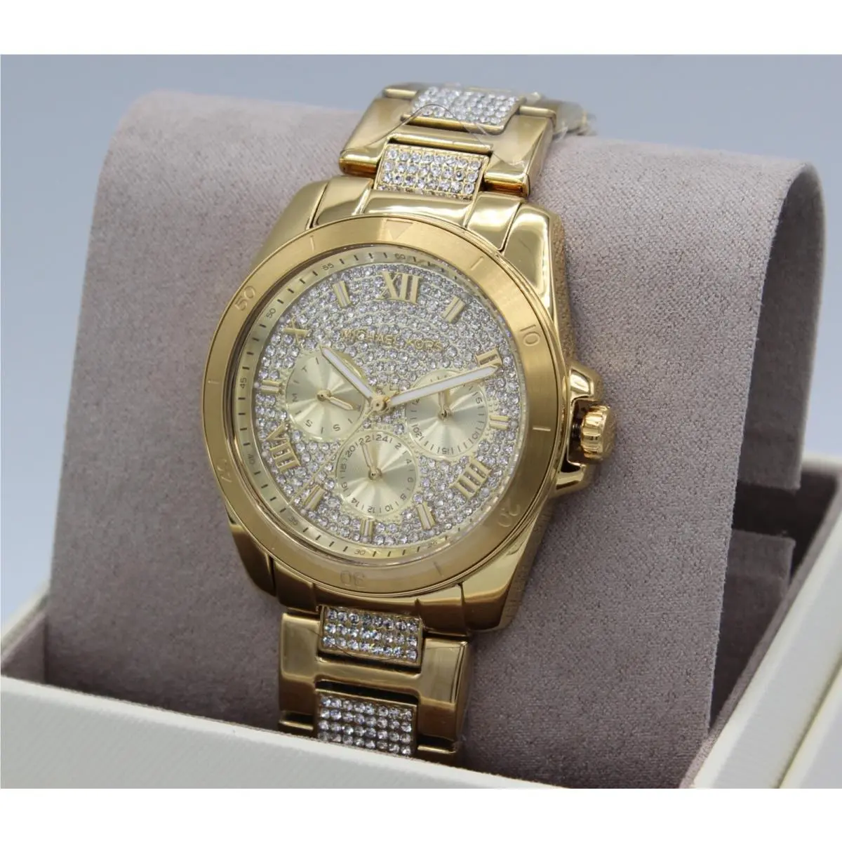 Michael Kors Alek Gold Crystals Chronograph Women`s MK7190 Watch