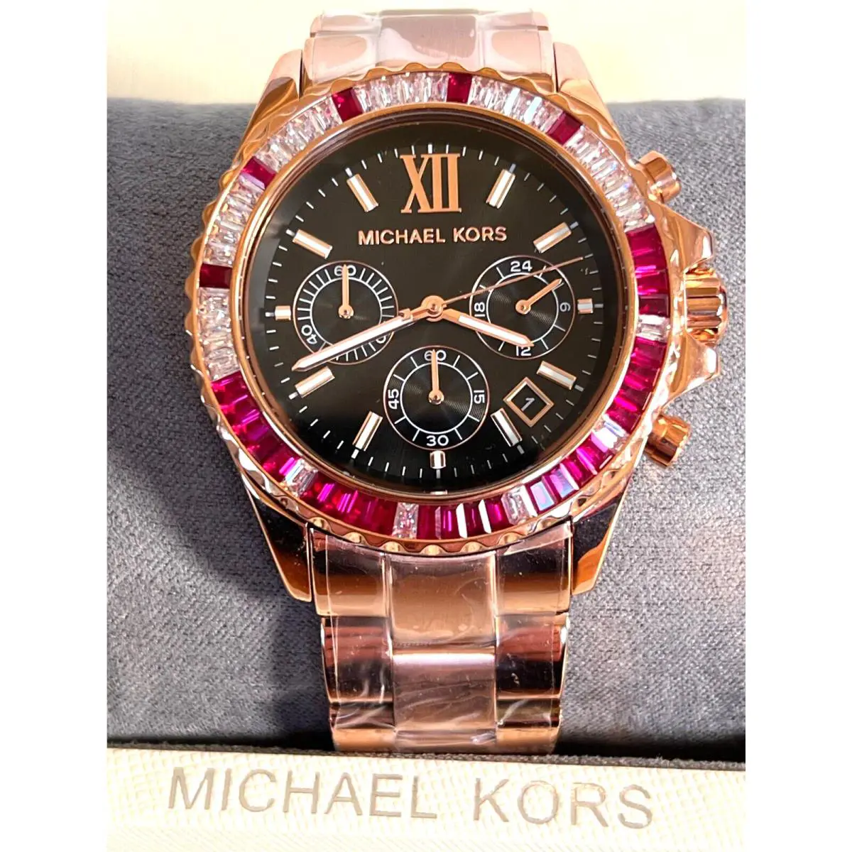 Michael Kors MK6972 Everest Rose Gold Oversized Chronograph Watch Gbox
