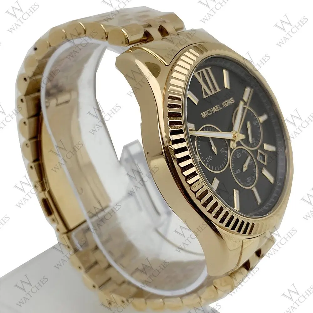 MK8286 Lexington Chronograph Black Dial Gold-tone Men`s Watch by Michael Kors