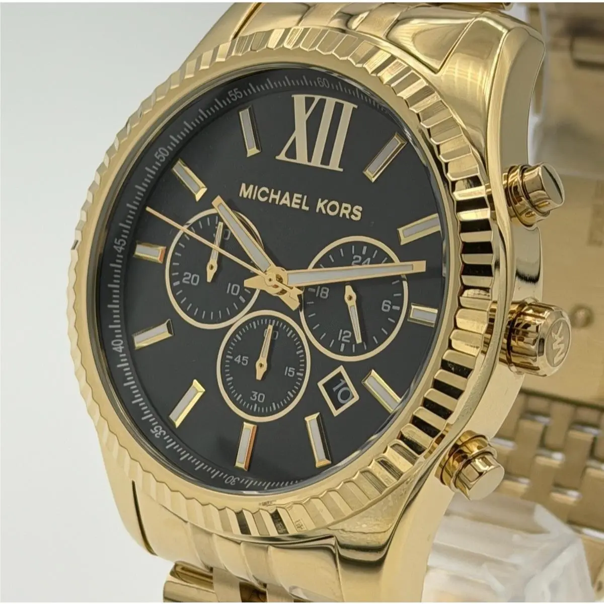 Michael Kors MK8286 Lexington Chronograph Black Dial Gold-tone Unisex Watch