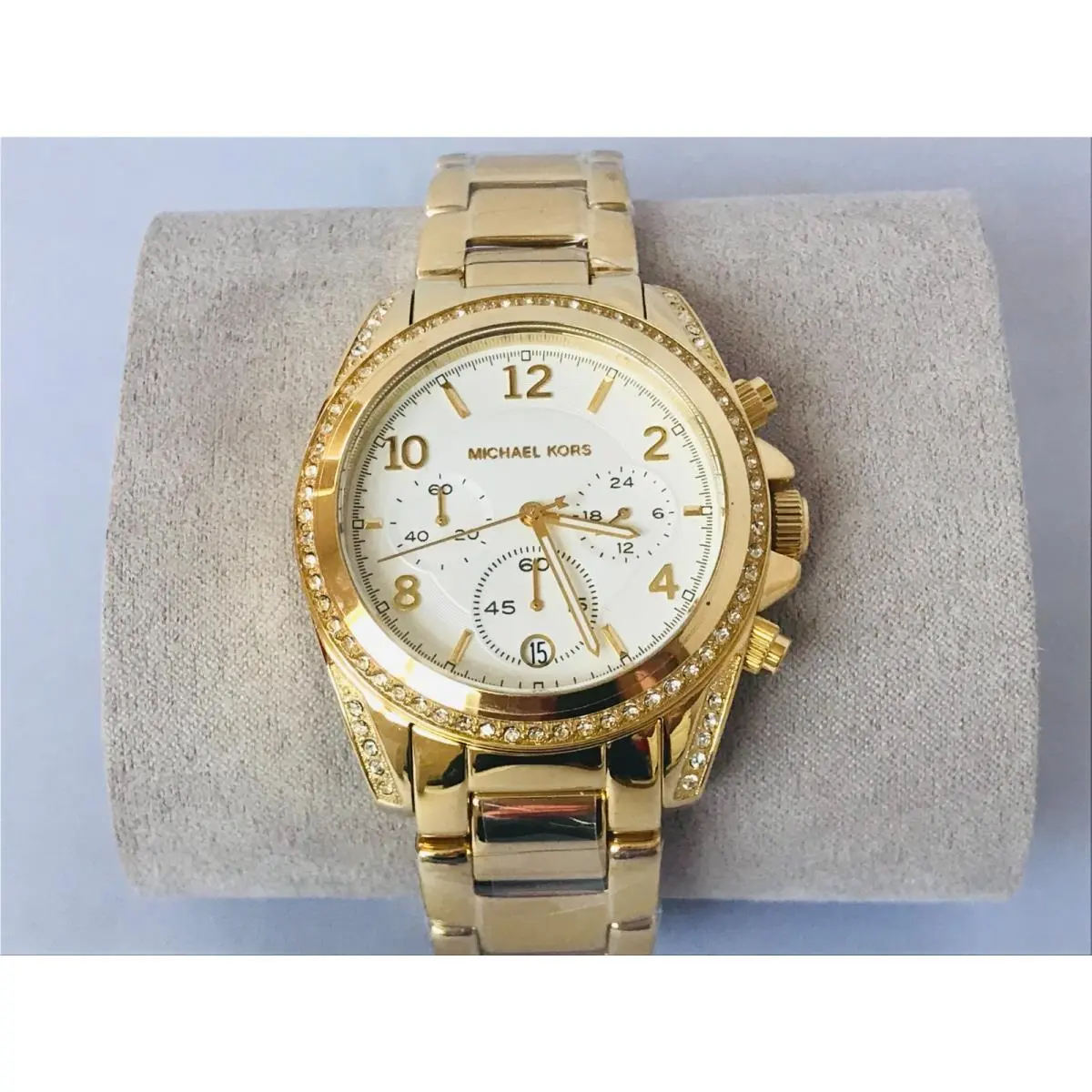 Michael Kors Blair Gold Chronograph Crystals Women`s MK6762 Watch