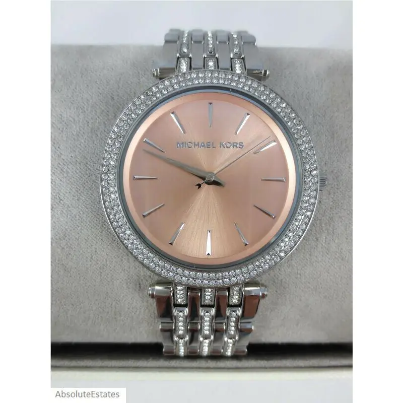 Darci Pave Crystal Silver Rose Gold Stainless Watch MK3218 by Michael Kors