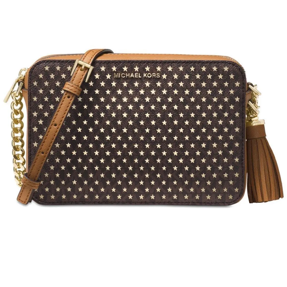 Michael Kors Ginny Medium Embossed Leather Camera Bag Crossbody Dulberry