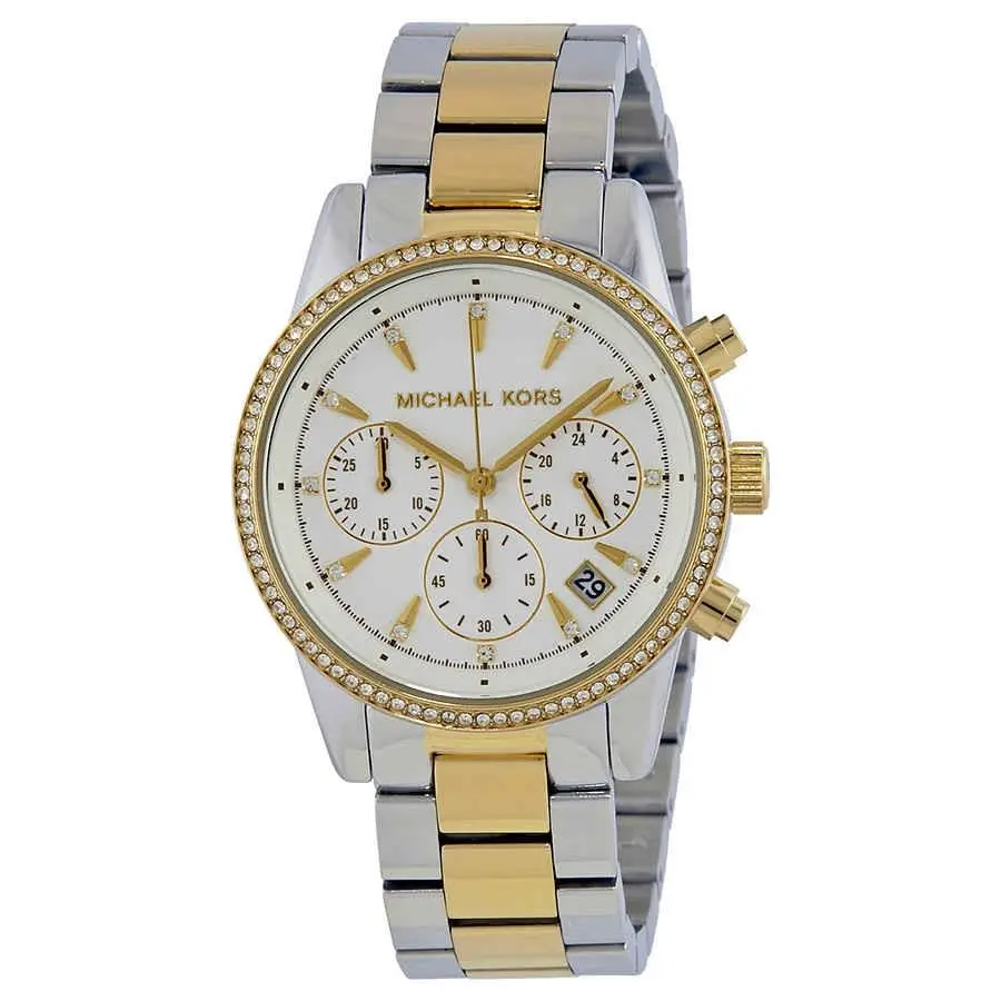Michael Kors Ritz Chronograph Crystal White Dial Ladies Watch MK6474