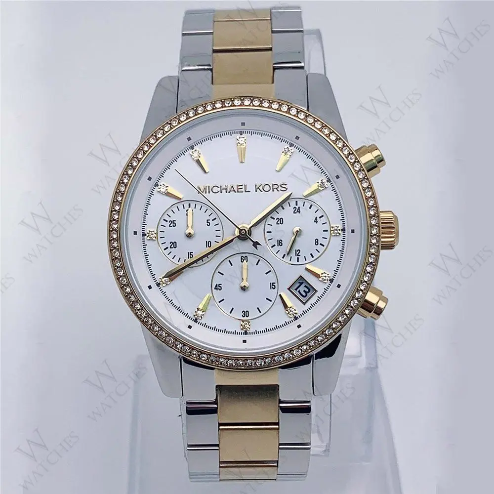 Michael Kors MK6474 Ritz Two Tone Stainless Steel Chronograph Women`s Watch