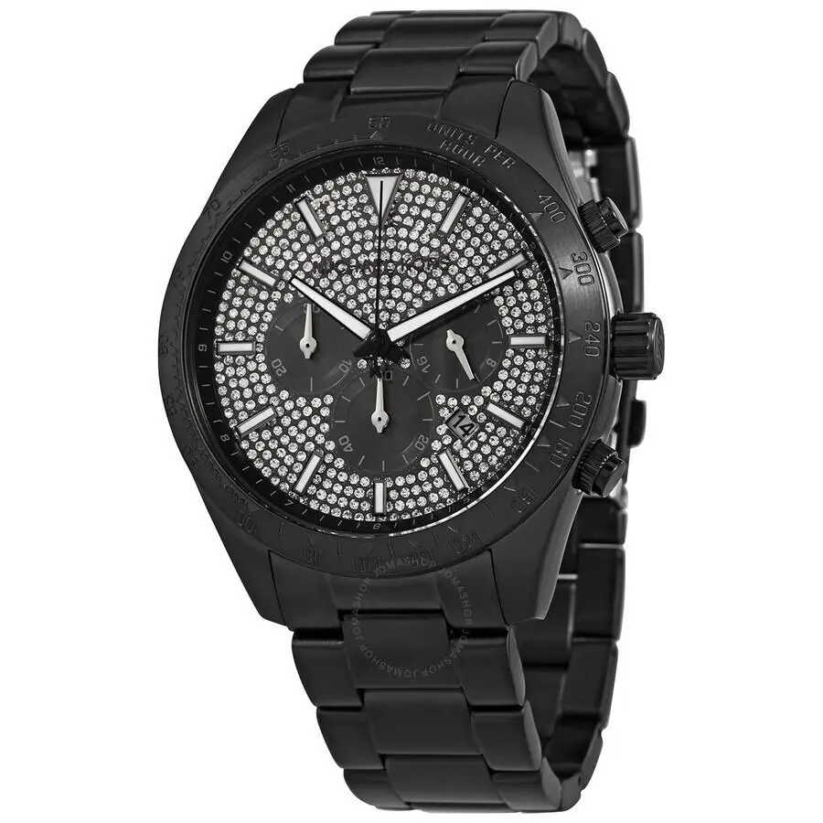 Michael Kors MK8899 Layton Black Glitz Dial Stainless Chronograph 44MM