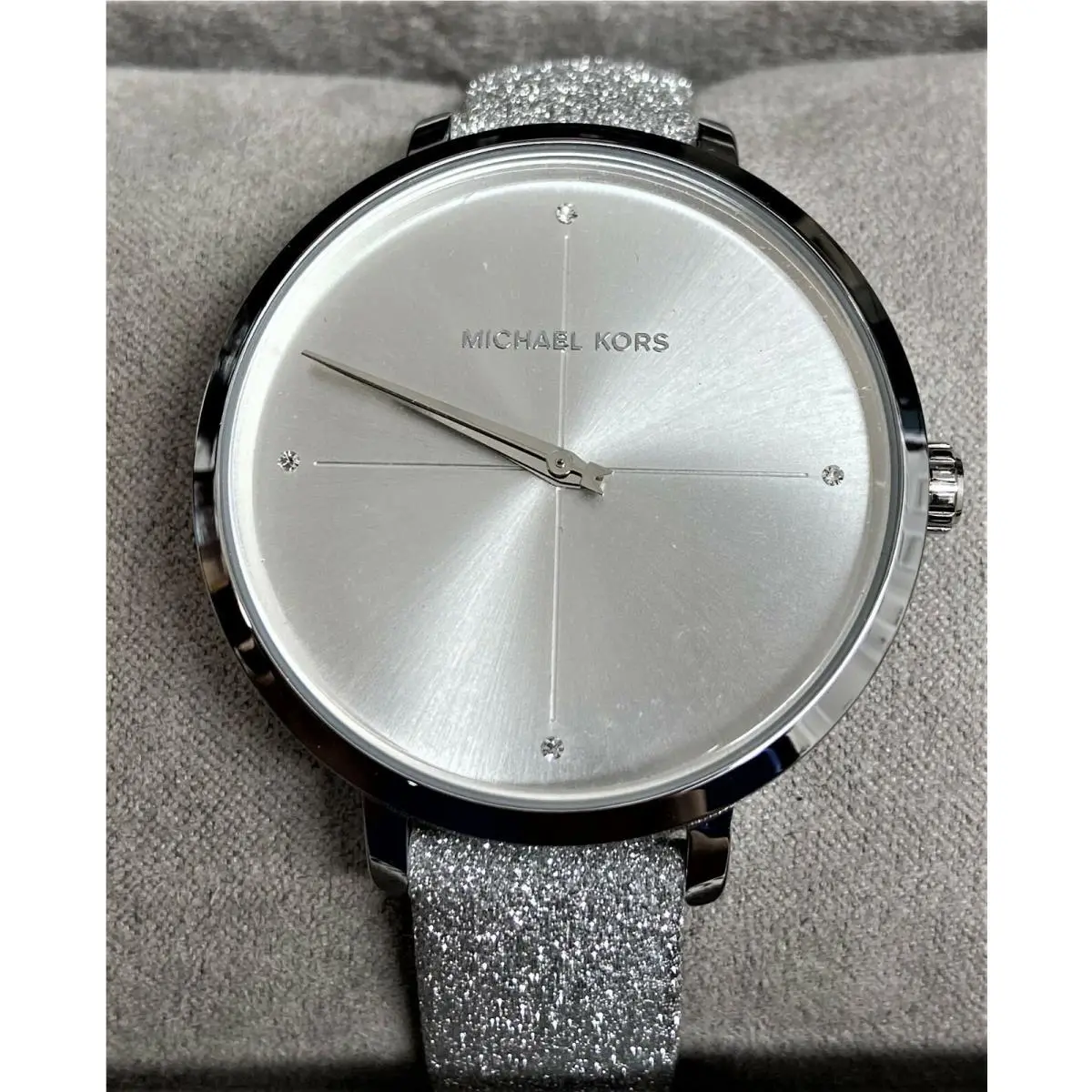 Michael Kors Women`s Charley Silver Dial Leather Strap Watch MK2793