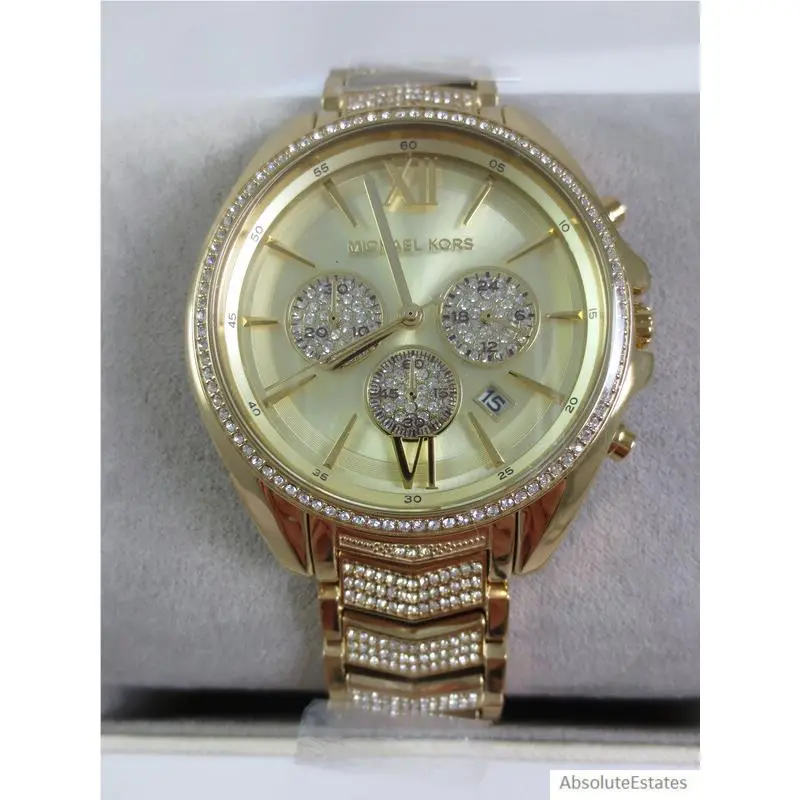 Whitney Crystal Glitz Gold Stainless Watch Crystal MK6729 Box by Michael Kors