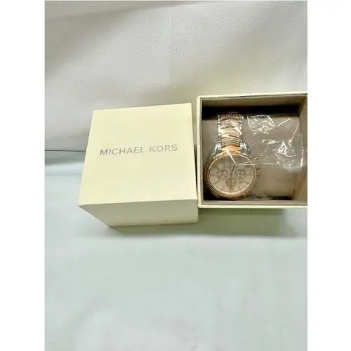 Michael Kors Whitney Crystal Rose Gold Silver Chronograph Watch MK7225