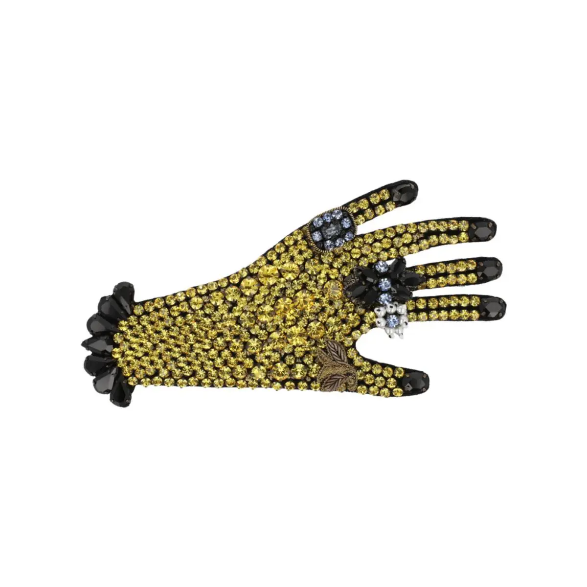 Gucci Womens Crystal-embellished Hand Brooch