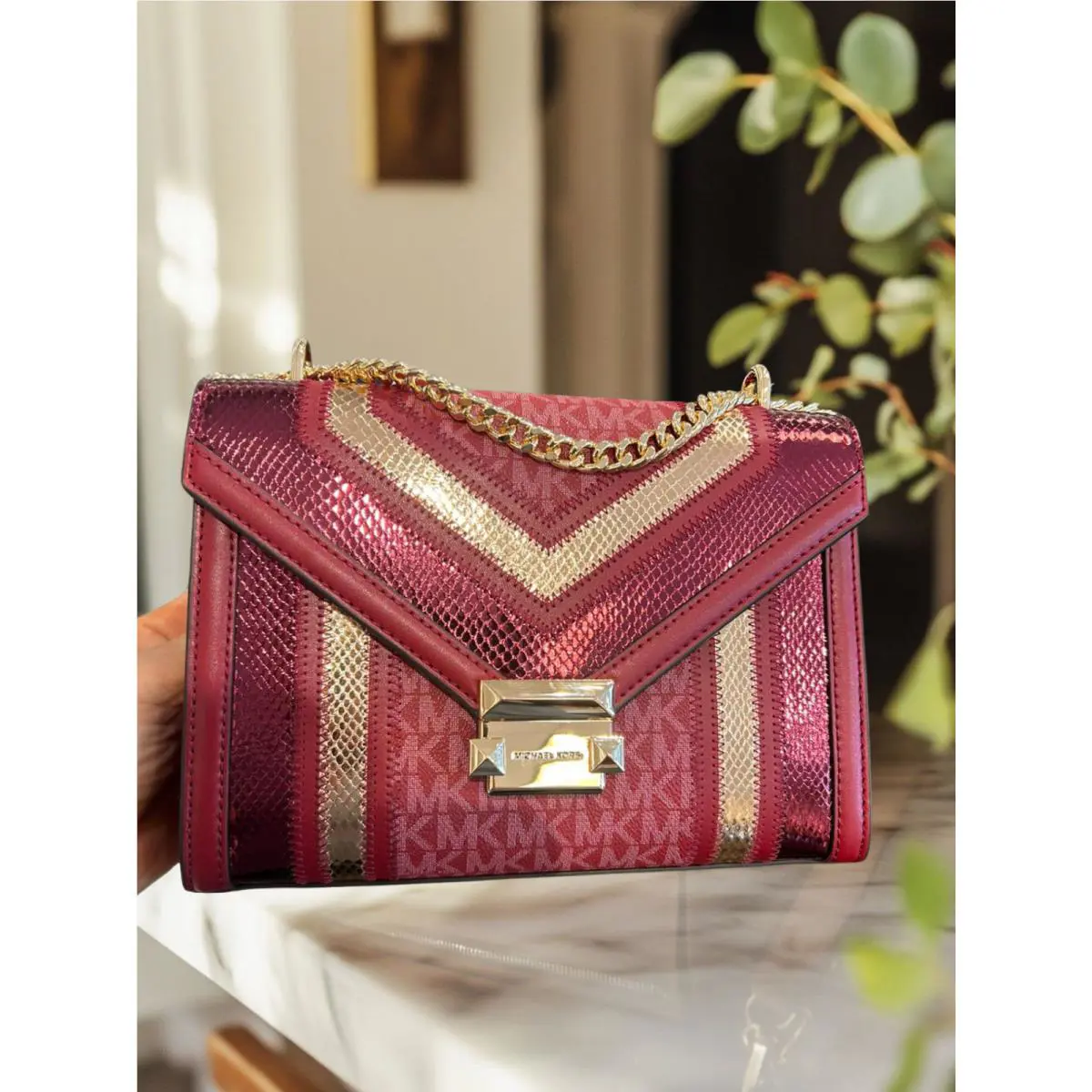 Michael Kors Whitney Medium Women Handbag Shoulder Purse Cherry Multi Crossbody